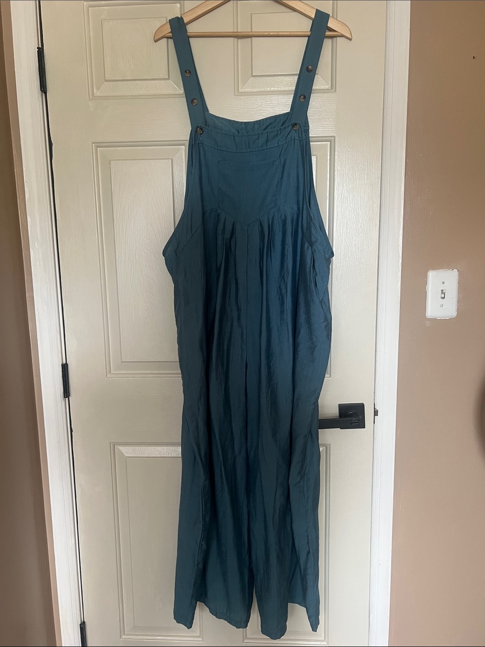 Teal Wide-Leg Jumpsuit with Adjustable Straps